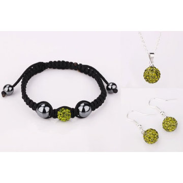 Bola del shamballa cristal del sistema de la joyería del último diseño del alibaba